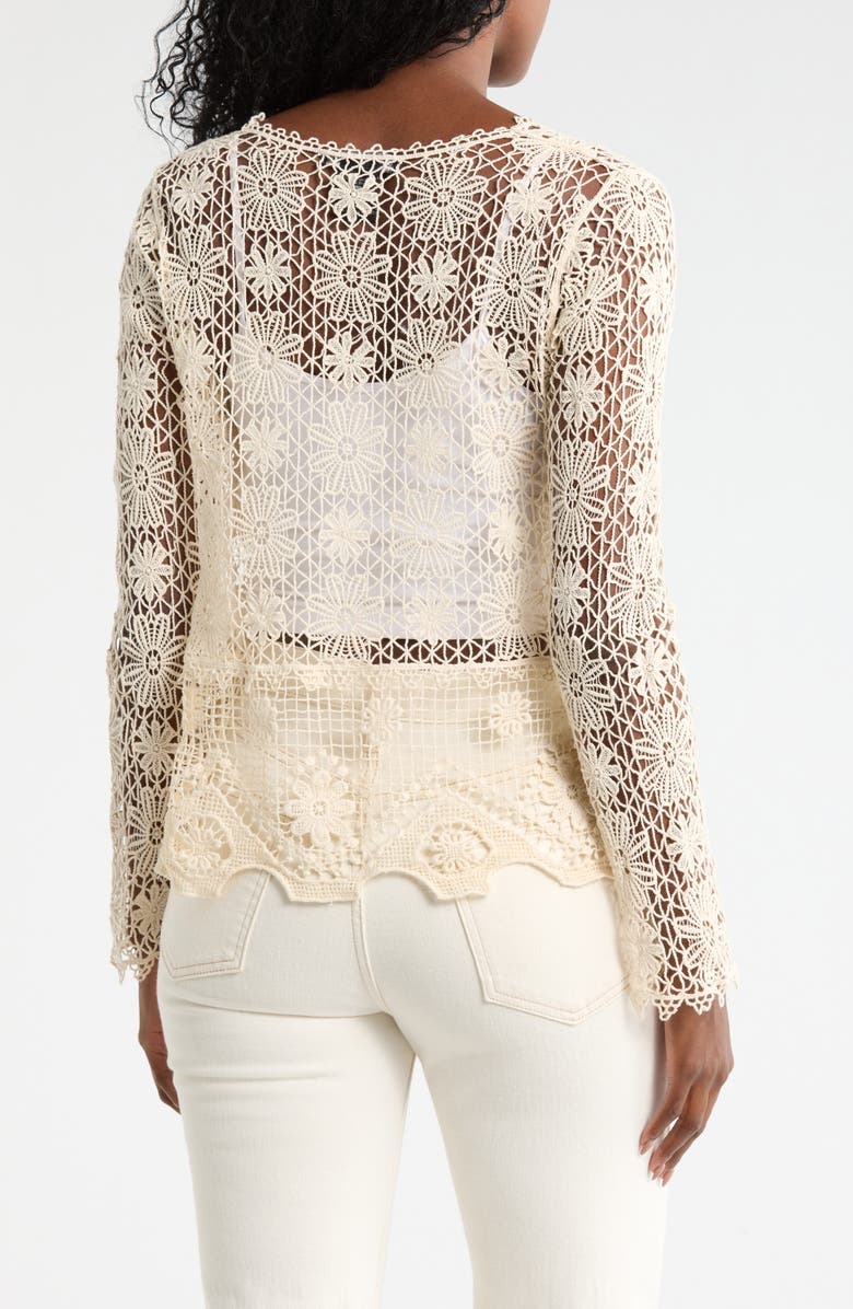 Forgotten Grace Crochet Lace Tie Front Top, Alternate, color, Natural