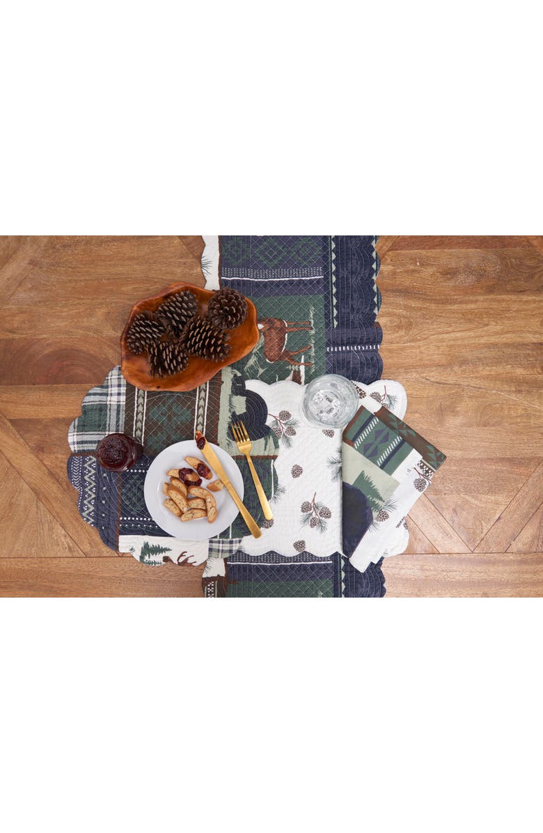 C&F Home Greenstone Pines Cotton Table Runner 14" x 51" - Bear & Moose Lodge, Alternate, color, Green