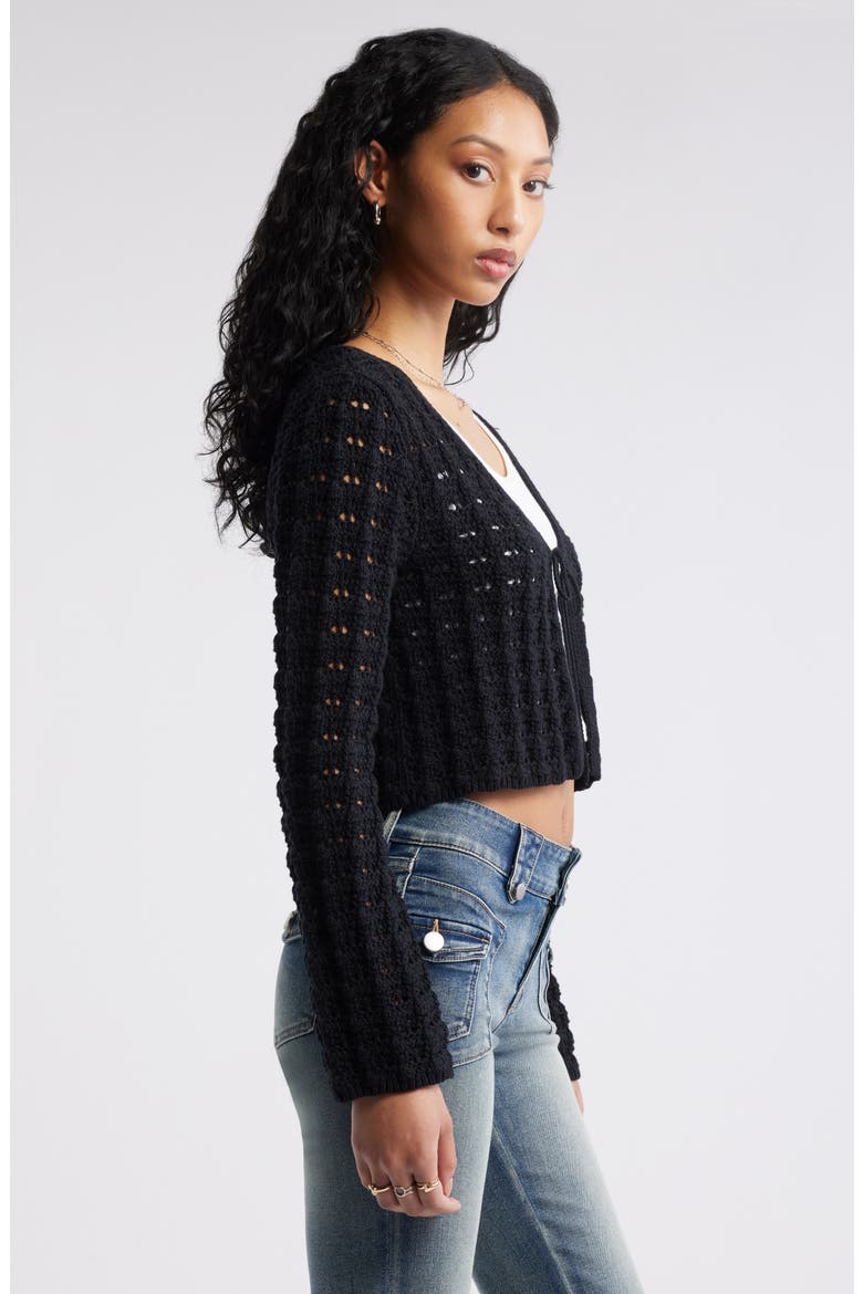 Fly Away Open Stitch Cardigan, Alternate, color, BLACK