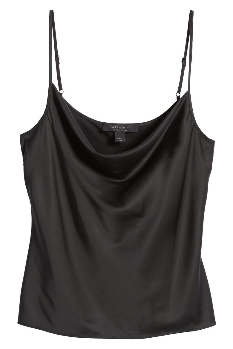 Hadley Cowl Neck Satin Top, Alternate, color, BLACK