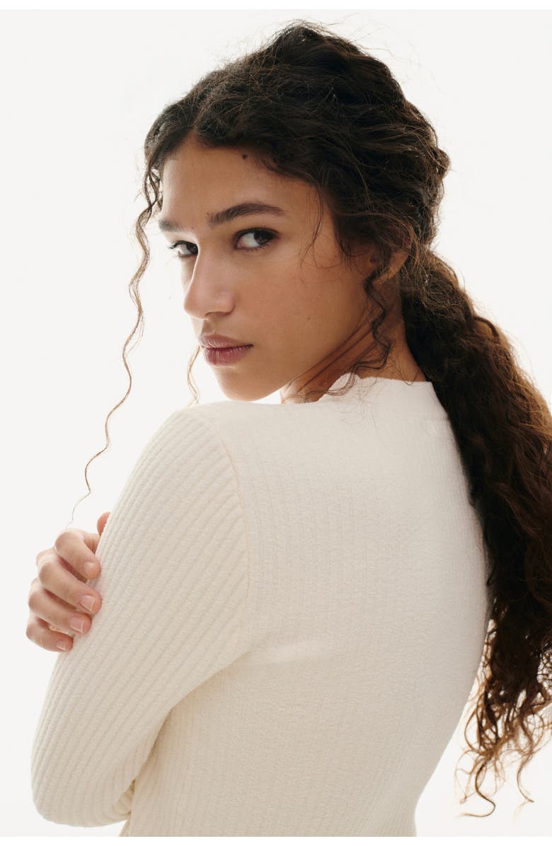 H&M Rib-knit Cardigan, Alternate, color, Cream