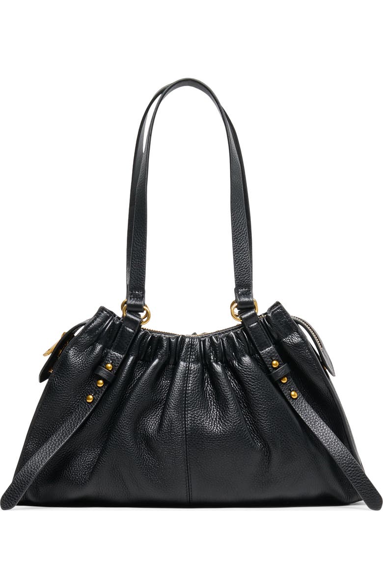 Dolce Vita Sloan Ruched Leather Shoulder Bag, Main, color, Black