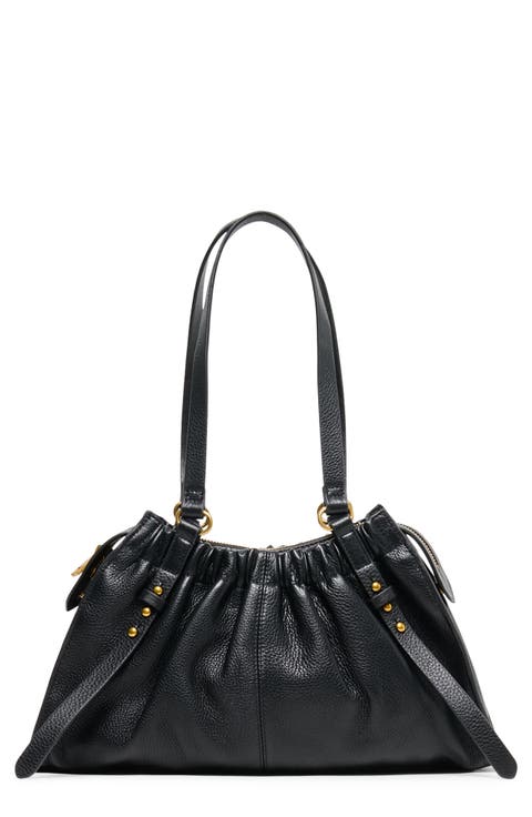 Sloan Ruched Leather Shoulder Bag