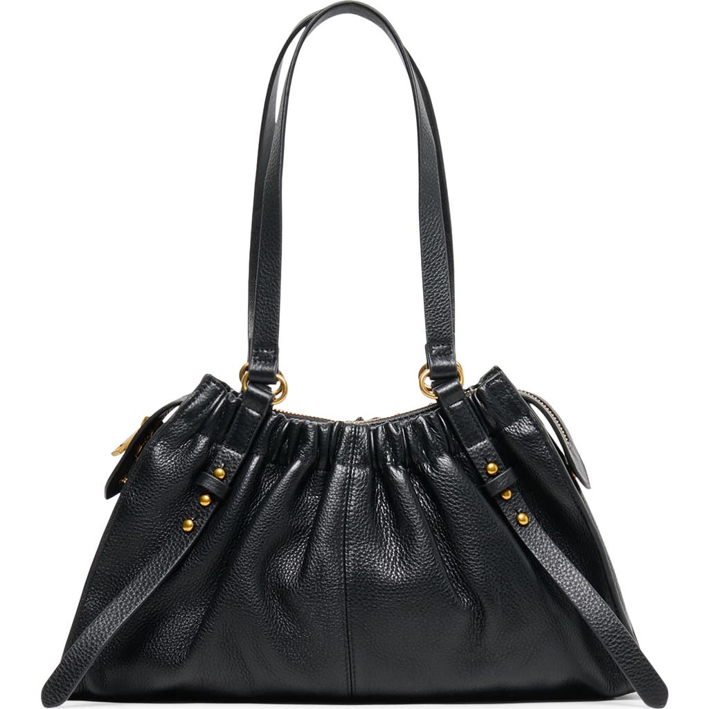 Dolce Vita Sloan Ruched Leather Shoulder Bag In Black