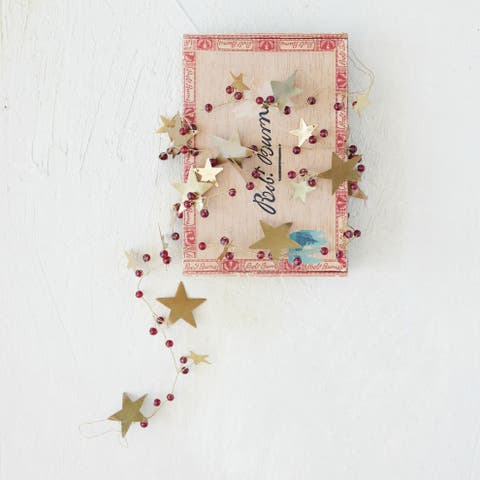 Brass Star Garland with Glass Beads