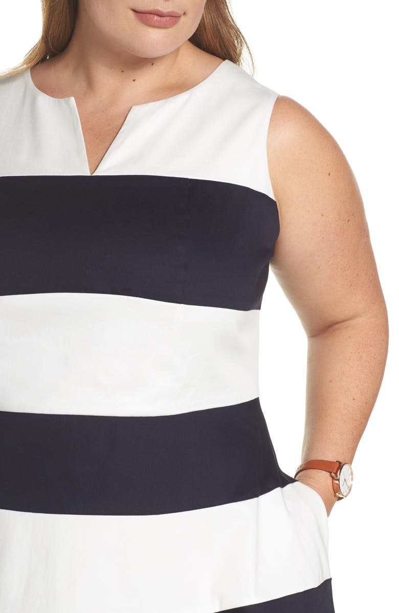 1901 Stripe Fit & Flare Dress, Alternate, color, Navy- White Stripe