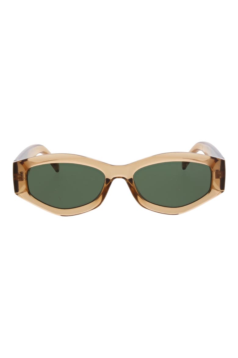 53mm Slim Geometric Oval Sunglasses, Main, color, MOCHA