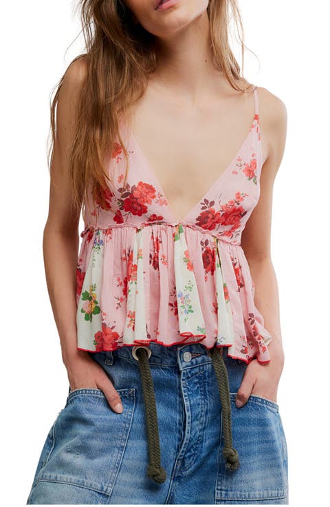 Tillie Floral Plunge Neck Babydoll Top