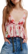 Free People Tillie Floral Plunge Neck Babydoll Top