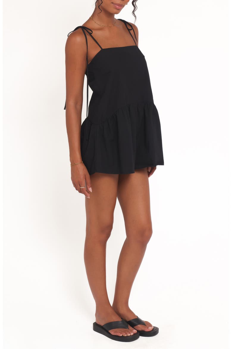 Rubie Tie Strap Cotton Romper, Alternate, color, BLACK