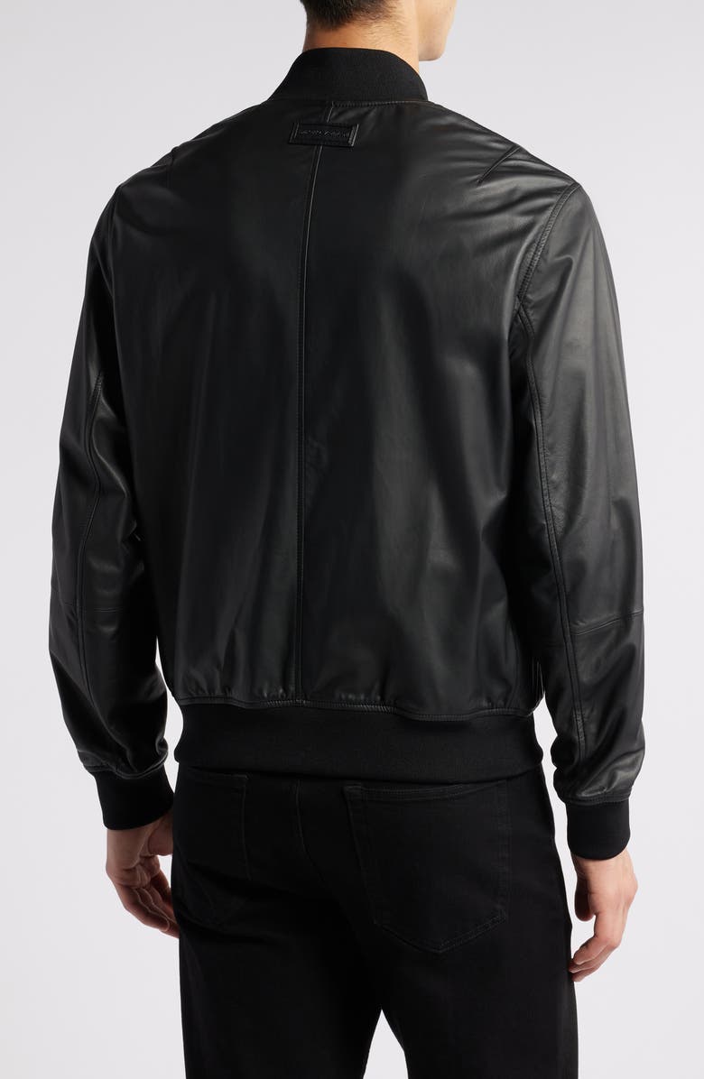 Emporio Armani Brown Leather Bomber Jacket, Alternate, color,