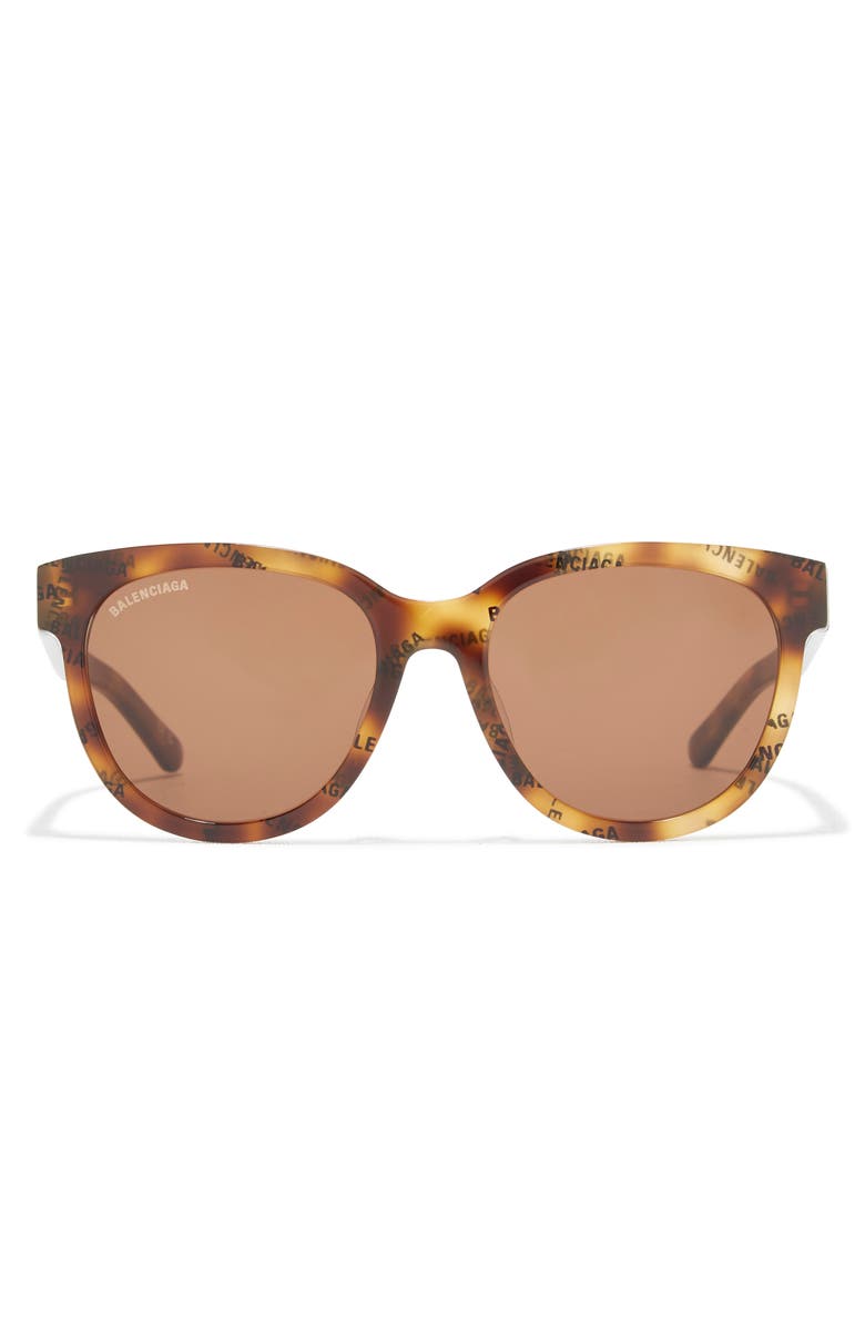Balenciaga 54mm Round Sunglasses, Main, color, Havana Havana Brown