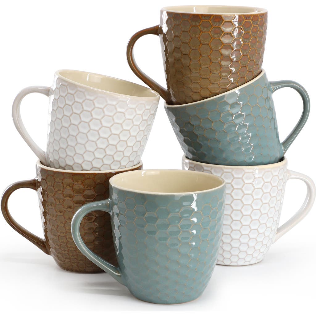 Elama Honey Bee Assorted 6-pc. Geometric Coffee Mug In Multi