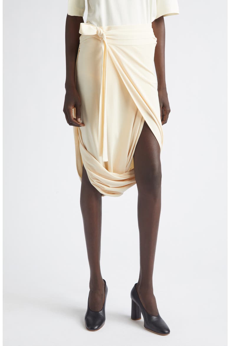 Draped Crepe Jersey Wrap Skirt, Main, color, CREAM