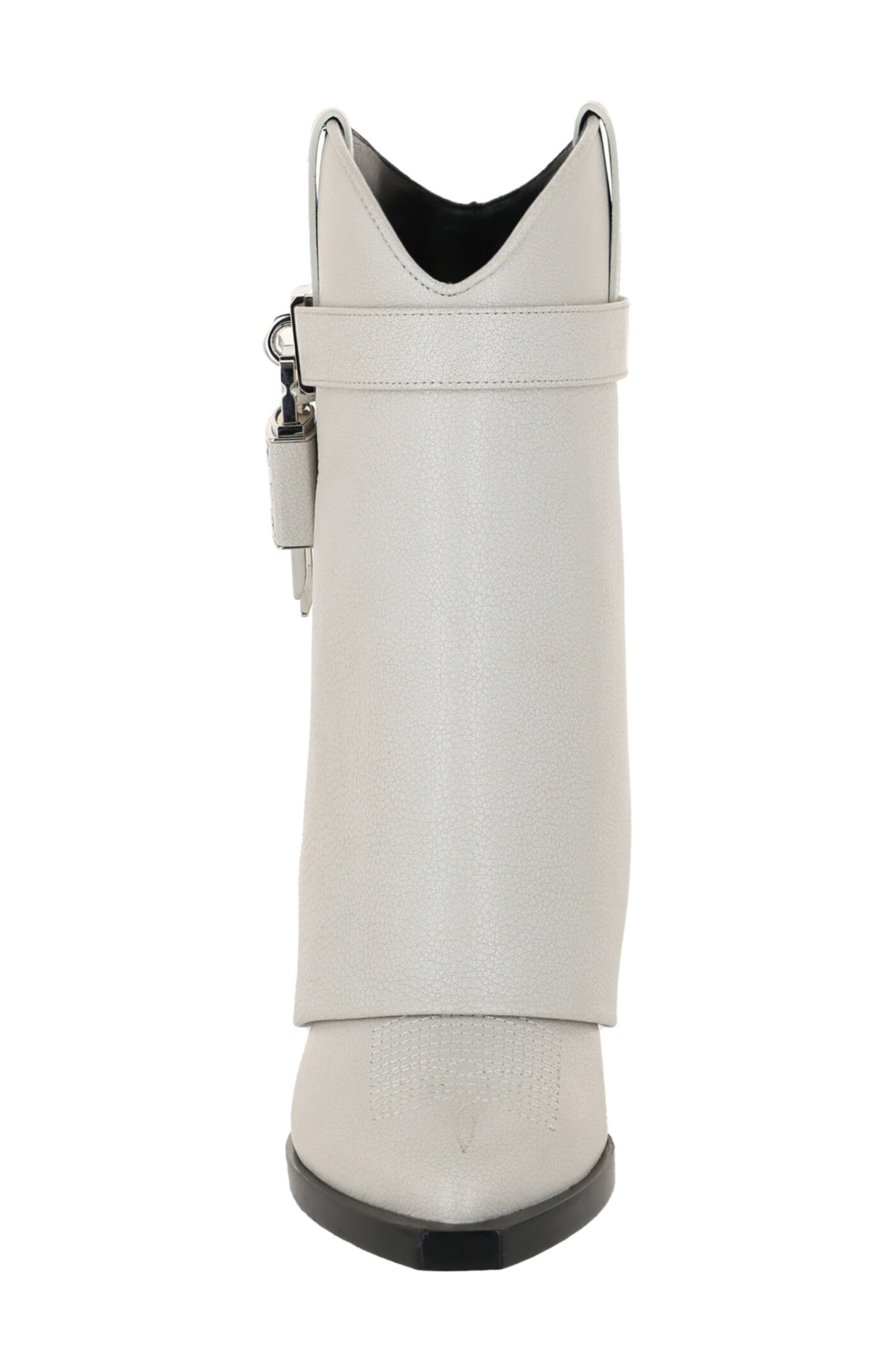 Givenchy Shark Lock Leather Cowboy Boot, Alternate, color, Ivory