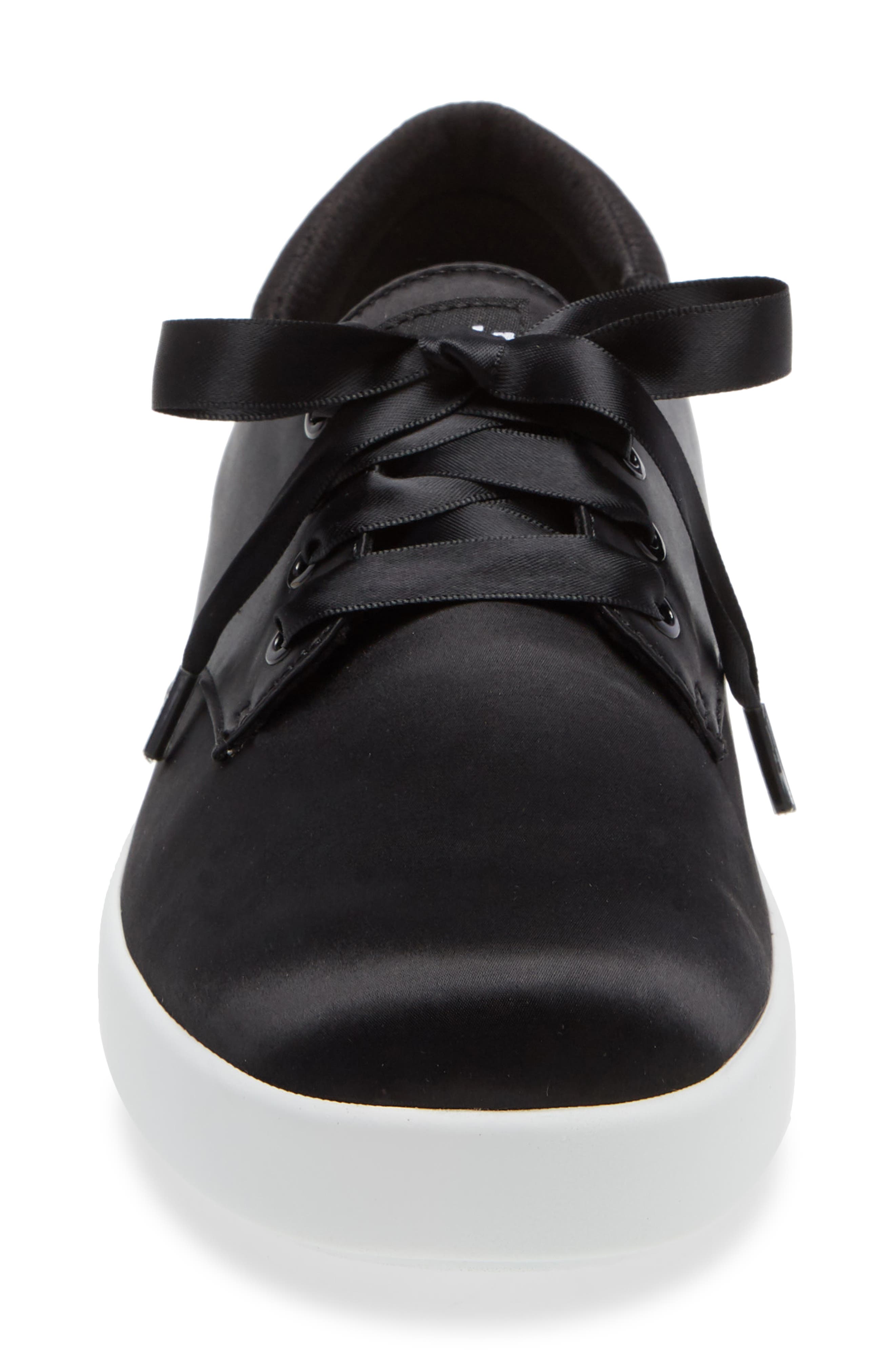 Poly Sneaker, Alternate, color, BLACK SATIN LEATHER