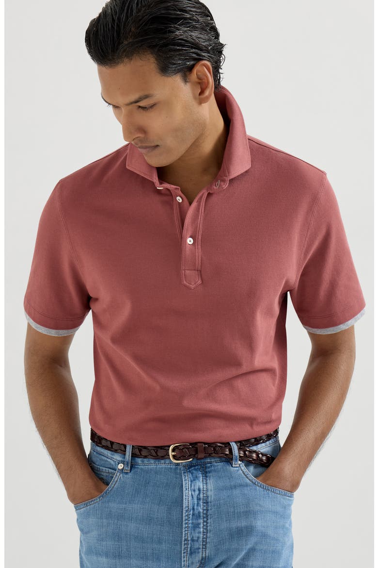 Piqué polo shirt, Alternate, color, Coral