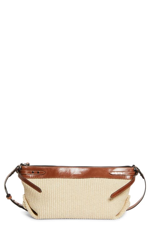 Wardy Raffia & Leather Crossbody Bag
