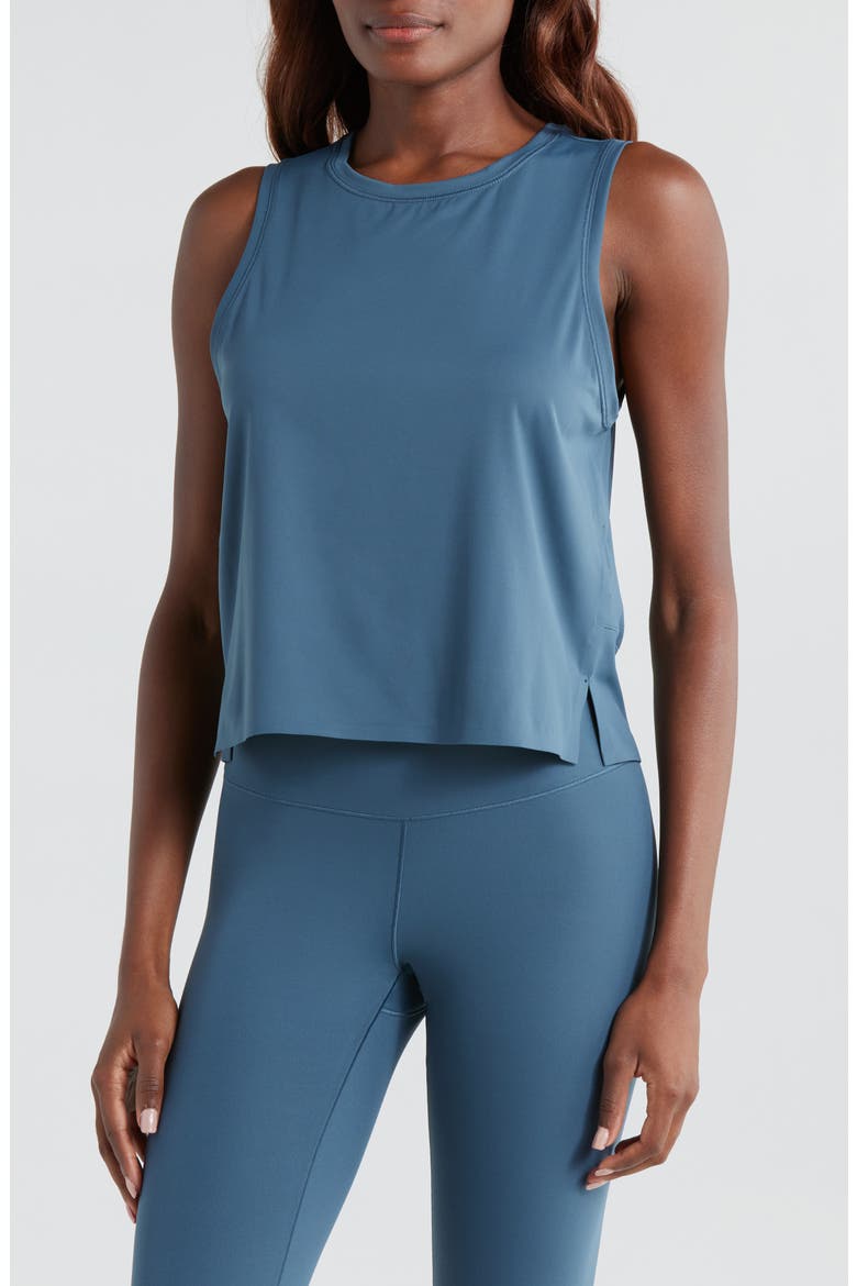 Serene Crop Performance Tank, Main, color, BLUE ORION