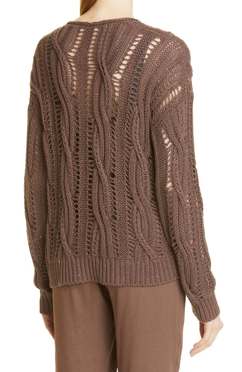 Fabiana Filippi Sequin Cable Knit Sweater, Alternate, color, 