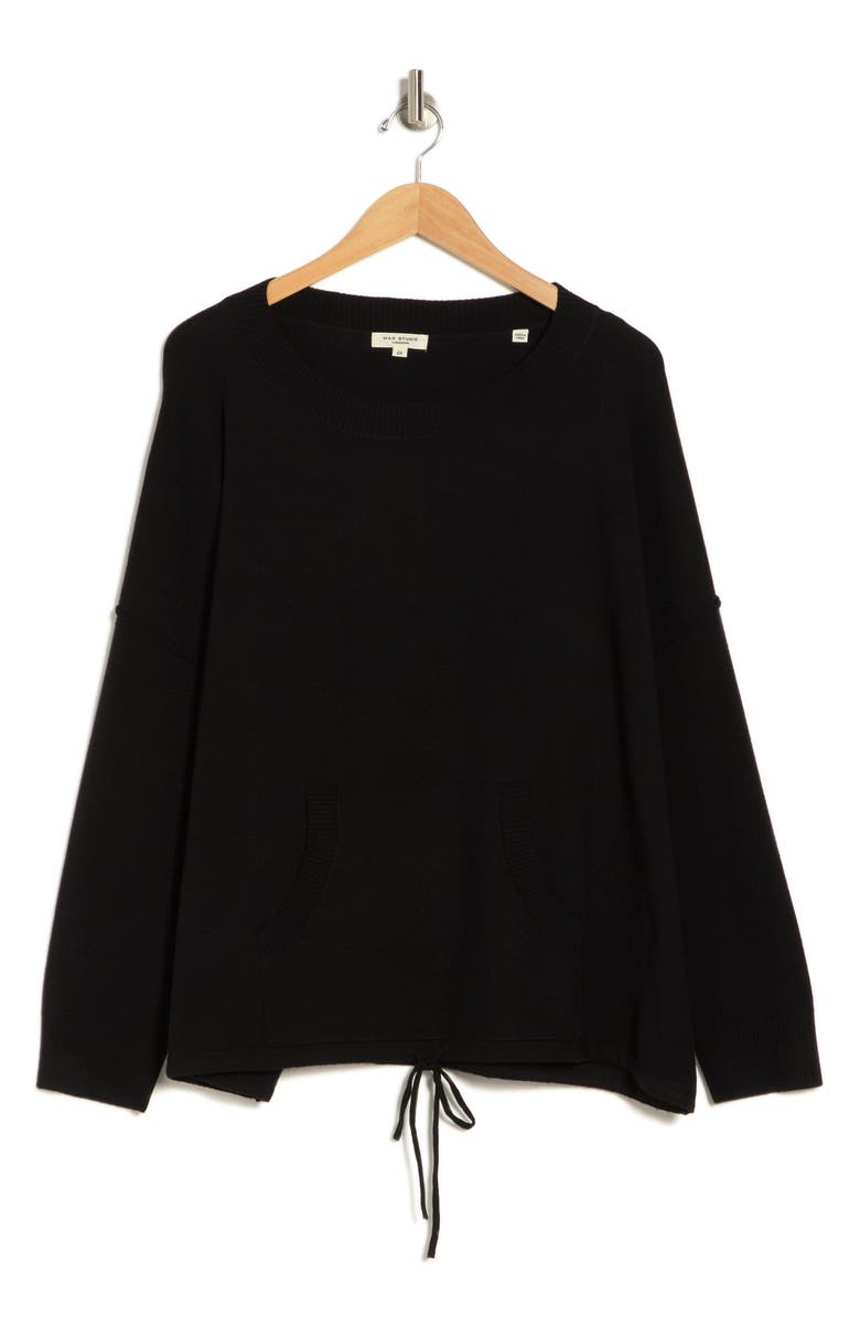 MAX STUDIO Drawstring Sweater, Alternate, color, Black
