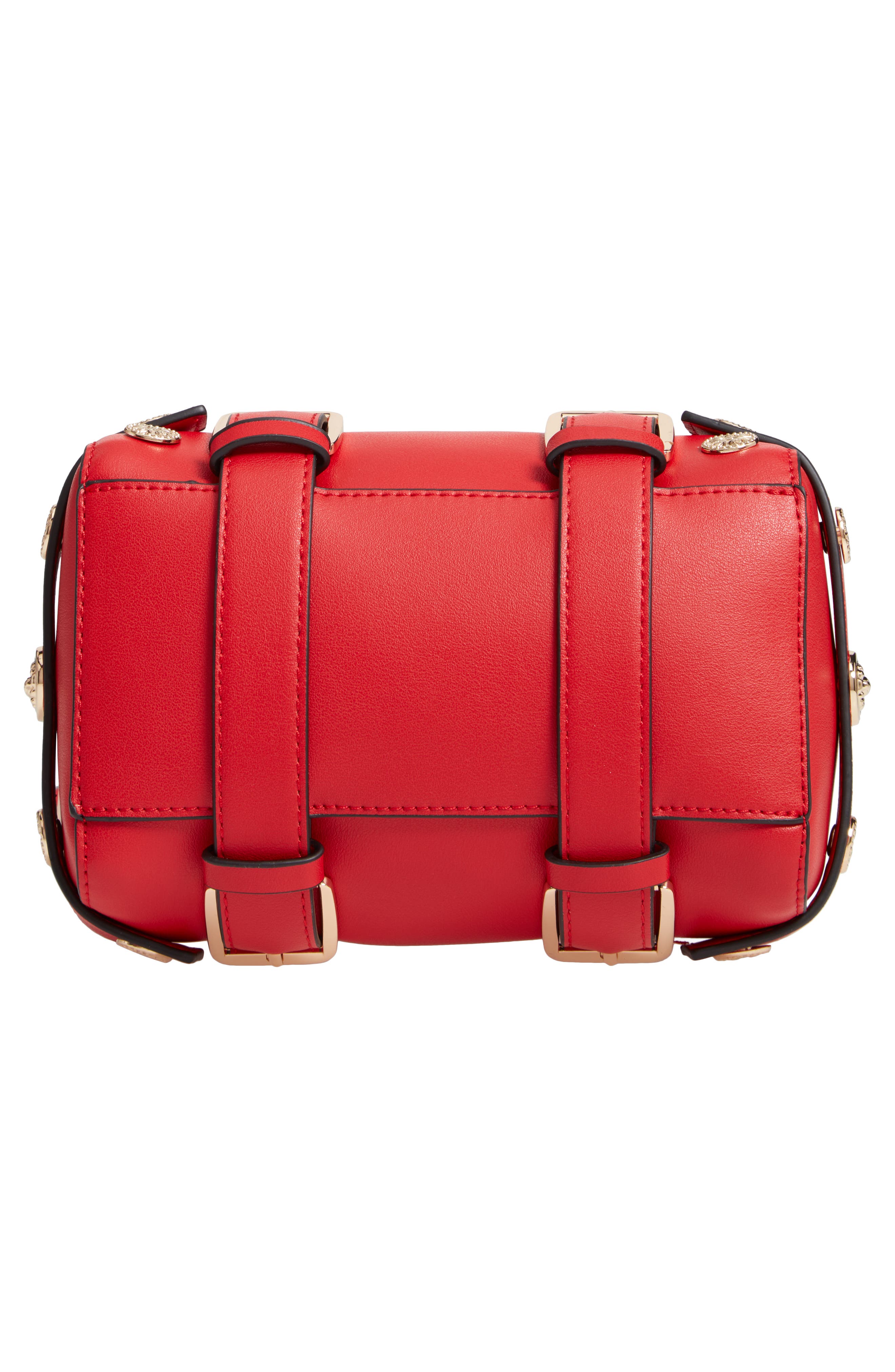 Bianca Studded Faux Leather Bowler Bag, Alternate, color, RED MULTI