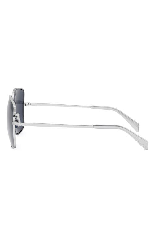 Celine Triomphe Crystal-embellished Square-frame Silver-tone Sunglasses In Metallic
