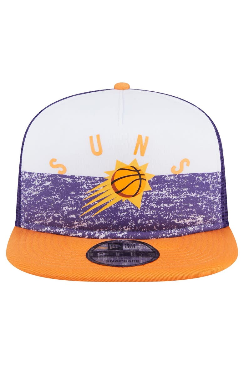 Men's New Era Purple Phoenix Suns Arch A-Frame Trucker 9FIFTY Snapback Hat, Alternate, color, Purple