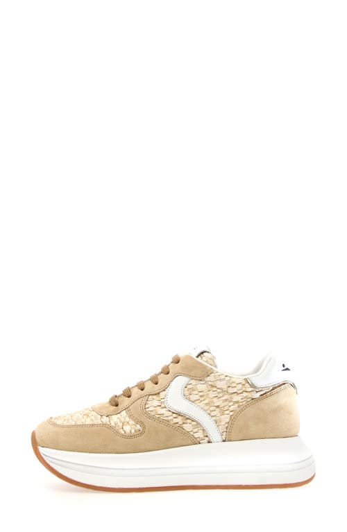 Voile Blanche Merry Mesh Sneaker In Rafia Ecru