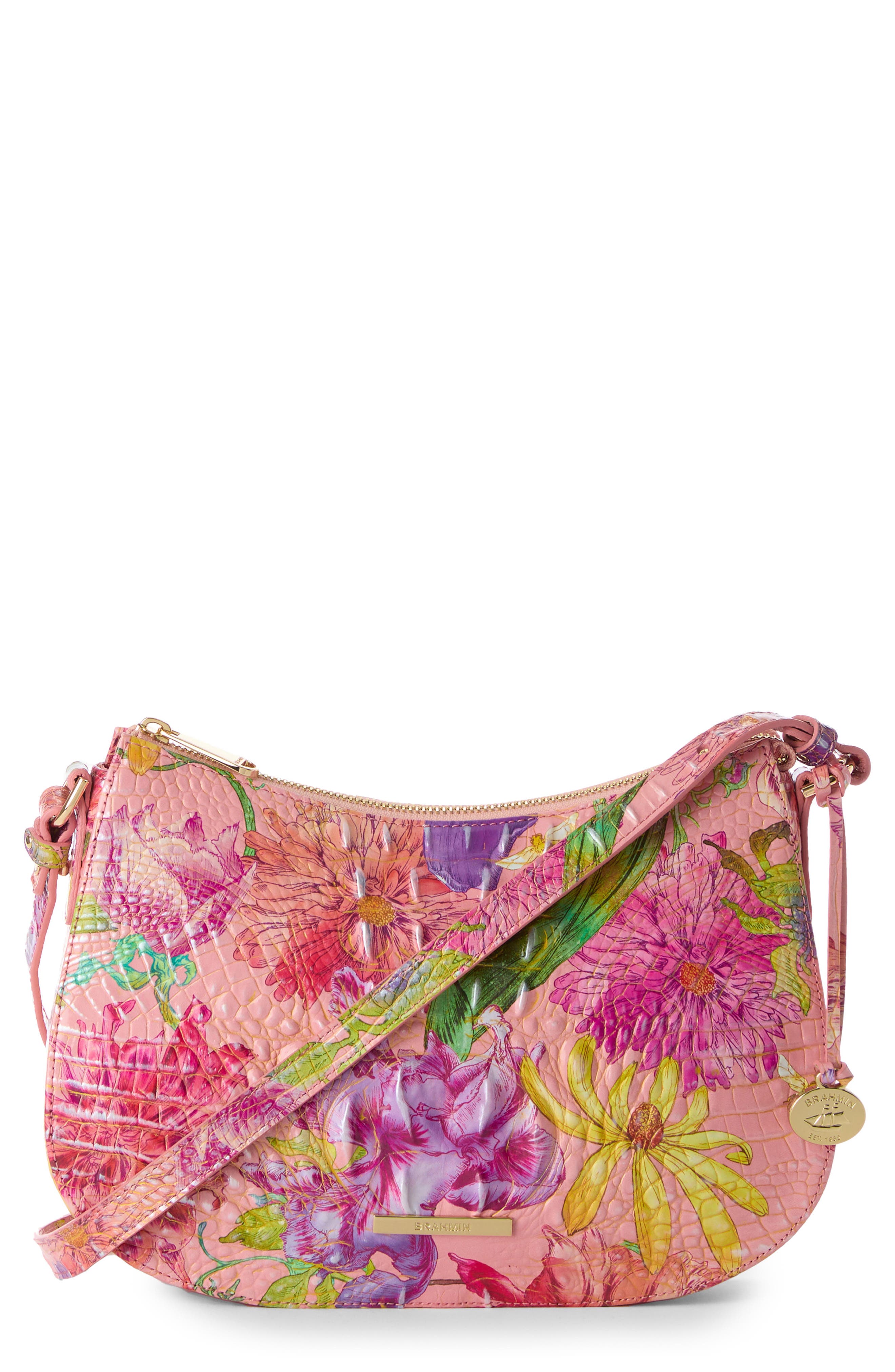 Brahmin Shayna Croc Embossed Leather Crossbody Bag, Main, color, 