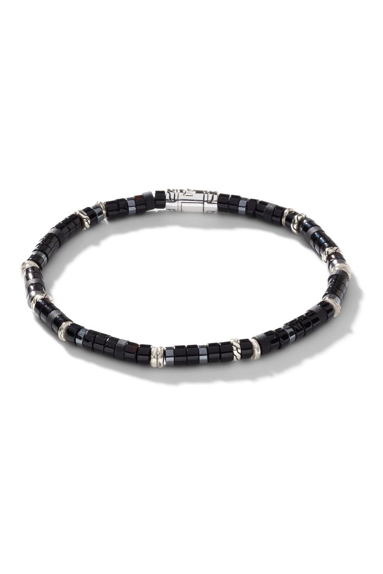 Heishi Bracelet, Gemstones, Sterling Silver, Main, color, SILVER/ BLACK