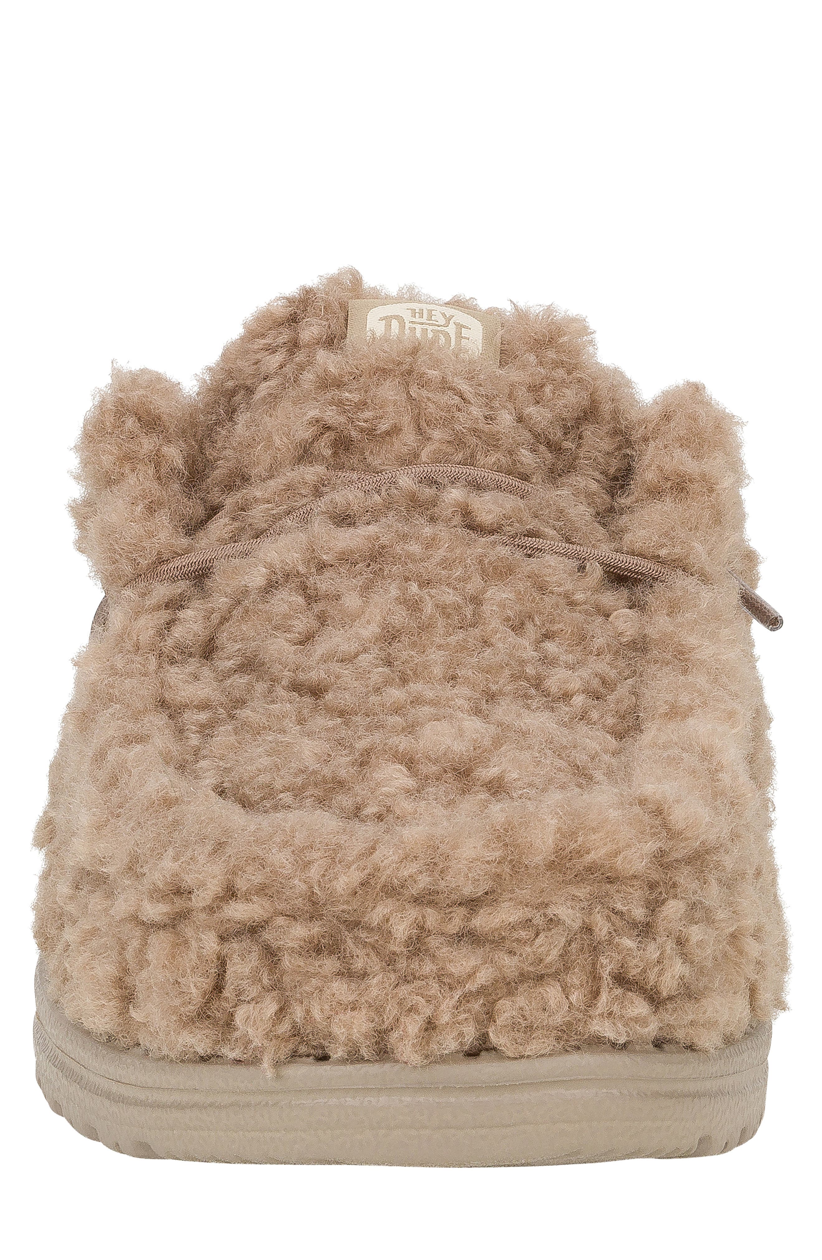 Hey Dude Wally Faux Shearling Slipper, Alternate, color, Timber Wolf