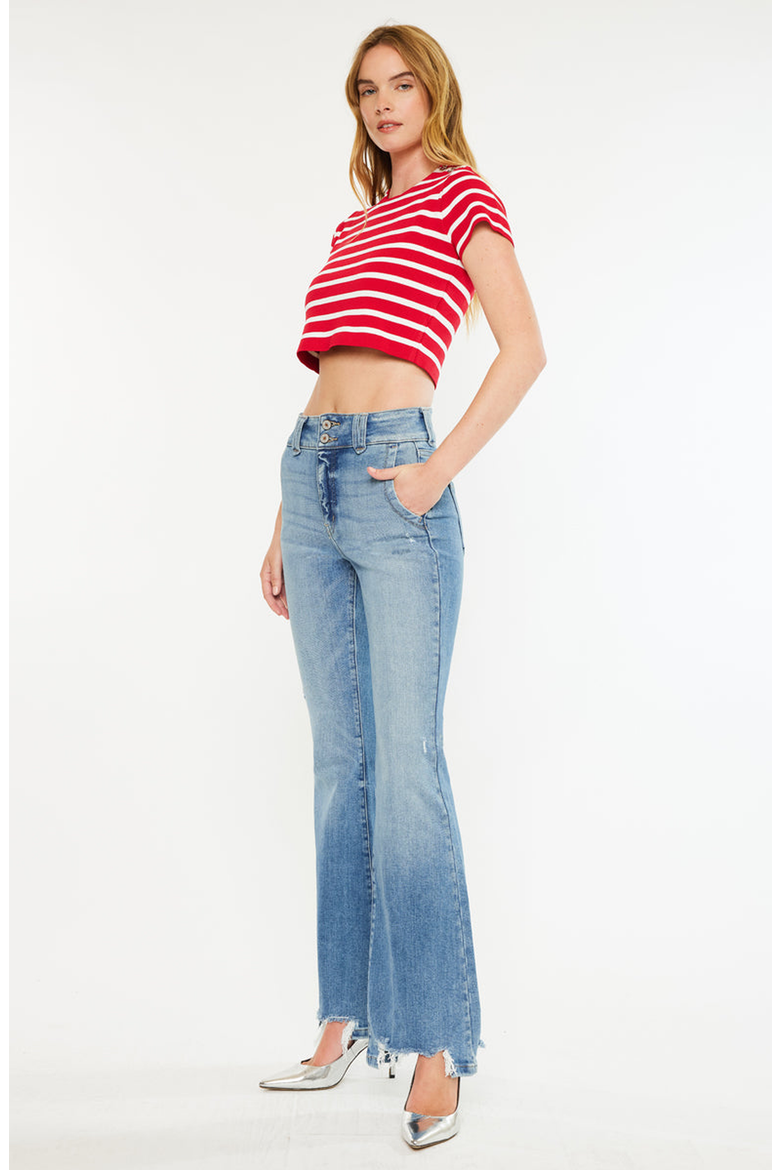 Giselle High Rise Flare Jeans, Alternate, color, Medium Wash