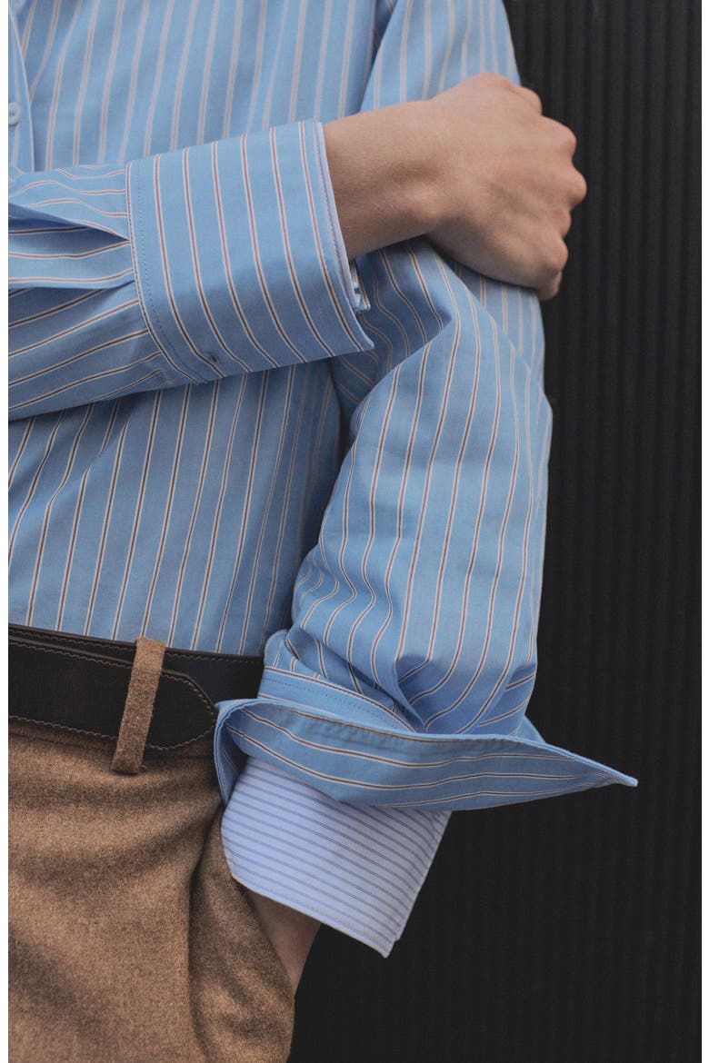 Stripe Button-Up Shirt, Alternate, color, BLUE