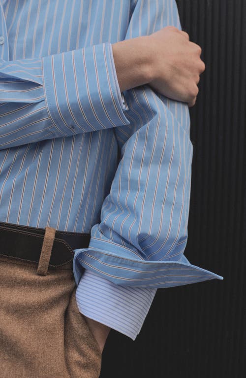 Mango Stripe Button-up Shirt In Blue
