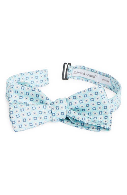 Shop Edward Armah Neat Floral Silk Bow Tie In Aqua