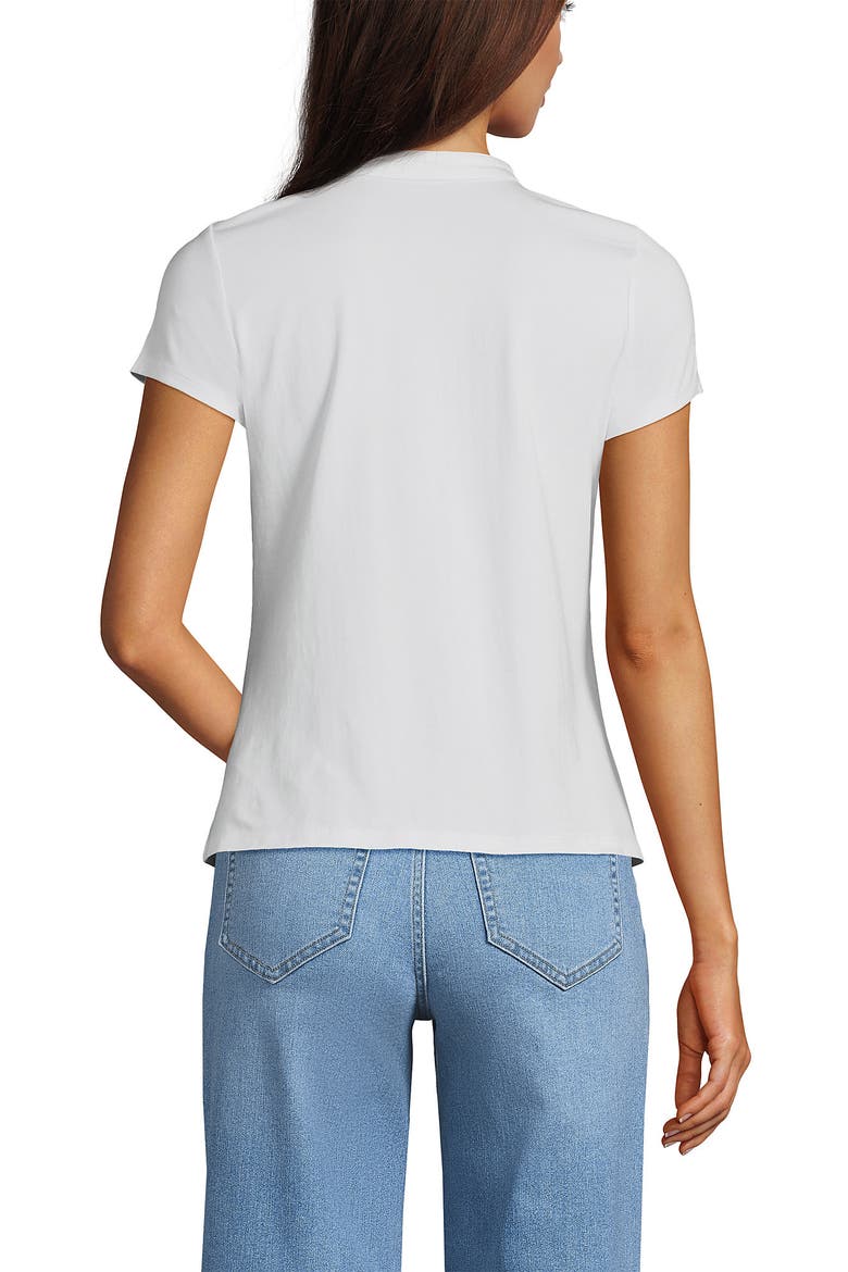 Short Sleeve Lightweight Jersey Button Pintuck Top, Alternate, color, White