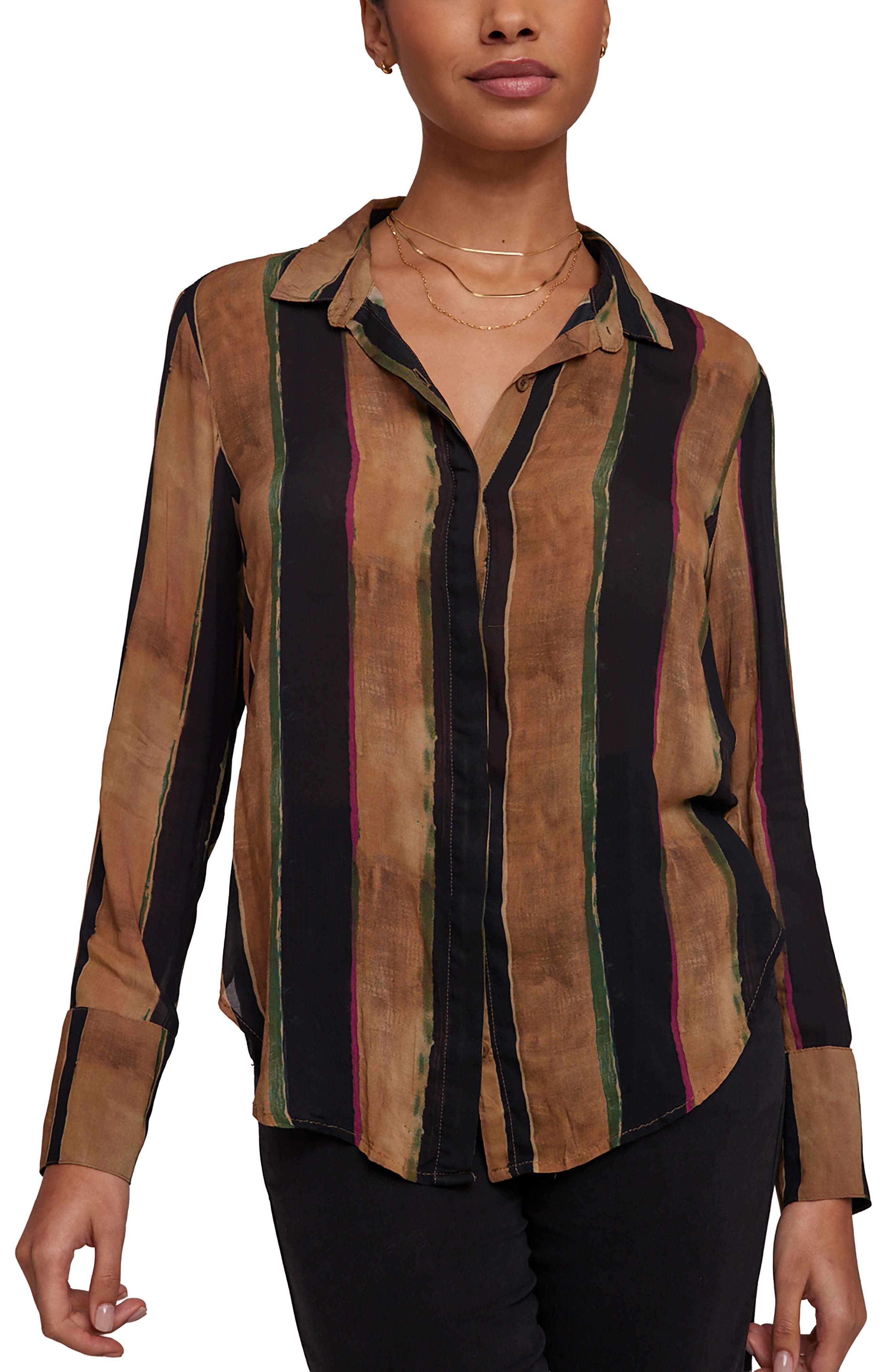 Hidden Placket Button Down Shirt
