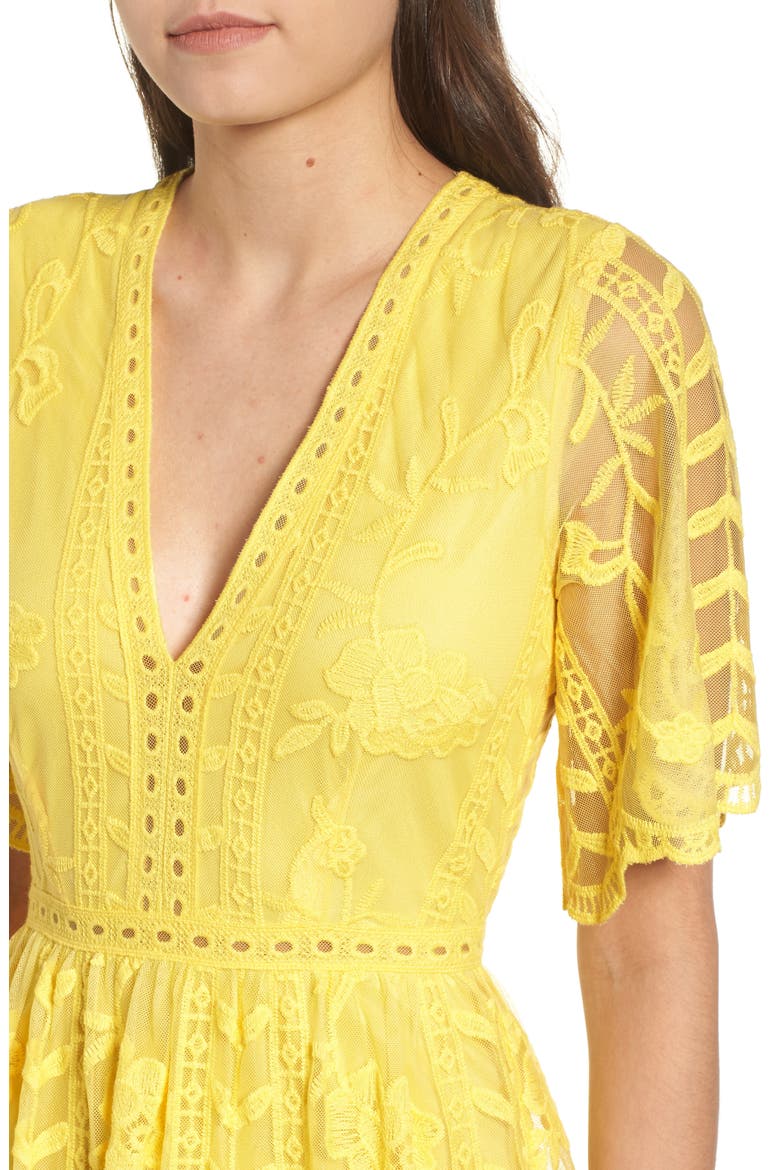 Lace Minidress, Alternate, color, YELLOW CREAM