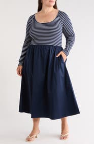 Caslon® Mixed Media Midi Dress
