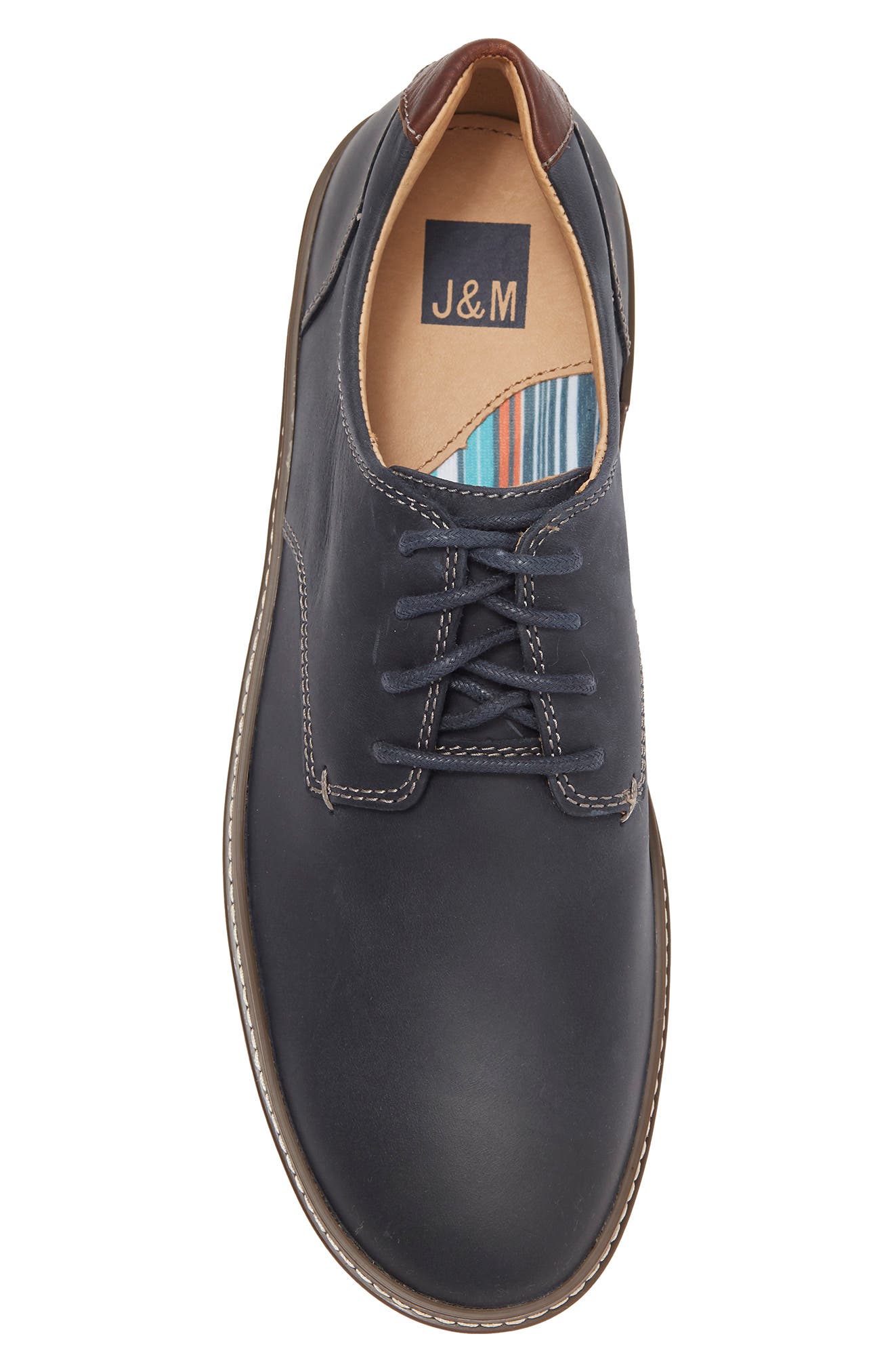 J&M 1850 JOHNSTON & MURPHY Colby 4-Eye Blucher Shoe, Alternate, color, Navy Oiled