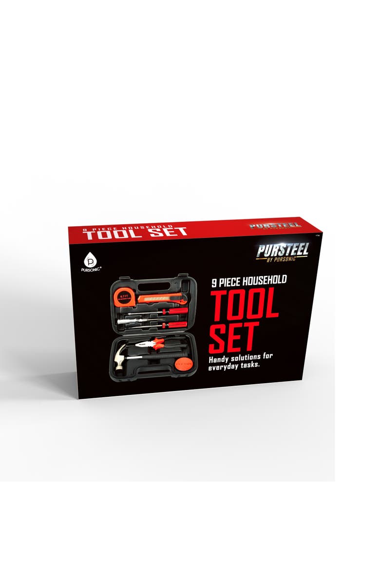 PURSONIC Handy Solutions 9-Piece Household Tool Kit, Alternate, color, Black
