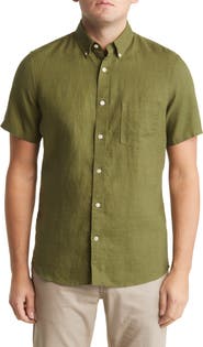 Nordstrom Trim Fit Short Sleeve Linen Button-Down Shirt