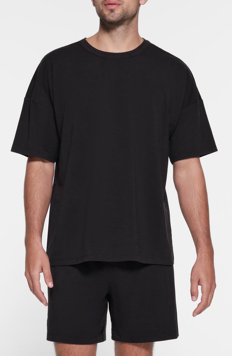 SKIMS Oversize Stretch Crewneck T-Shirt, Main, color, Obsidian