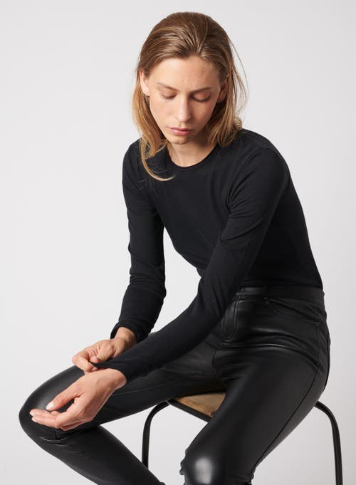 Majestic Filatures Cotton 'Silk Touch' Long Sleeve Crewneck T-Shirt in Noir  product