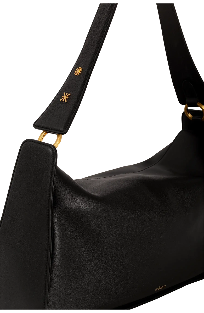 Esthera 10AM Maxi Leather Shoulder Bag, Alternate, color, Black