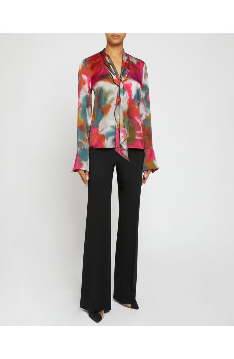 Santorelli AMANDA Long Sleeve Print Blouse with Drop Neck Tie, Alternate, color,