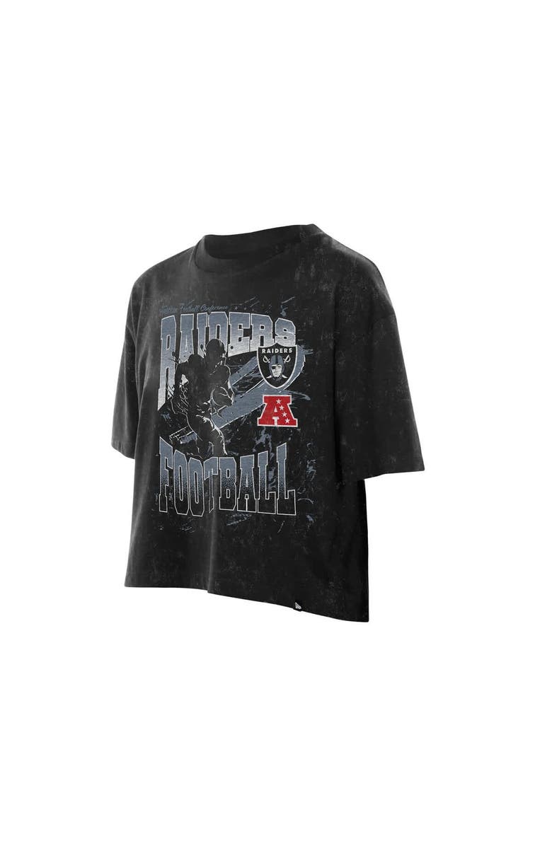 New Era Women's New Era Black Las Vegas Raiders Cropped Boxy Sport Classics Mineral Wash T-Shirt, Alternate, color, Black