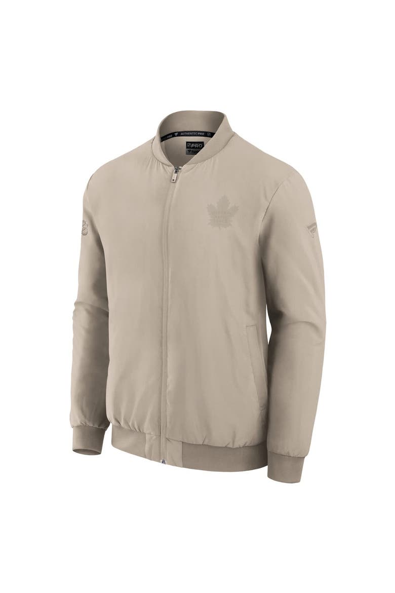 Men's Fanatics Tan Toronto Maple Leafs Authentic Pro Road Lightweight Full-Zip Bomber Jacket, Alternate, color, Tan