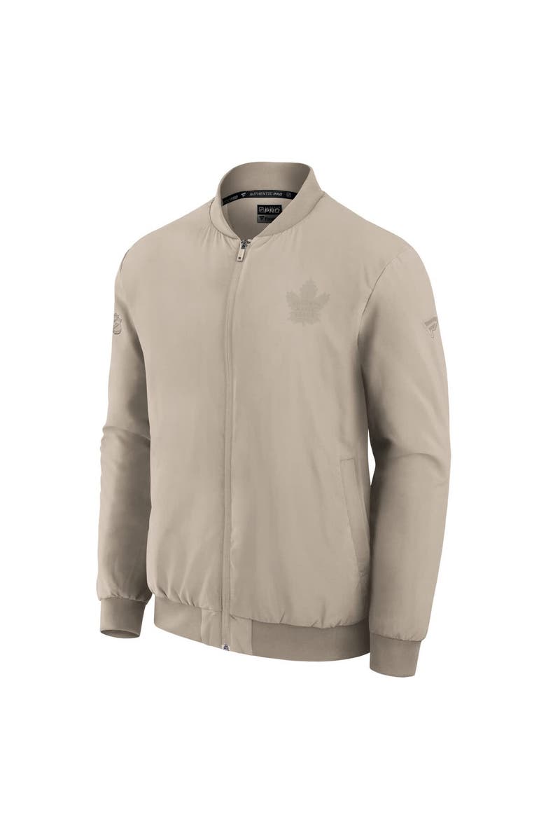 FANATICS Men's Fanatics Tan Toronto Maple Leafs Authentic Pro Road Lightweight Full-Zip Bomber Jacket, Alternate, color, Tan